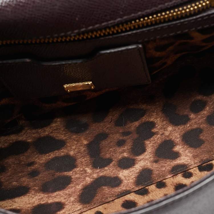 Pre Owned Dolce & Gabbana Purple Leather Medium Miss Sicily Top Handle Bag