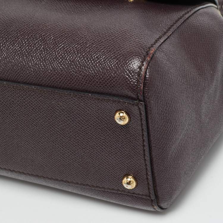 Pre Owned Dolce & Gabbana Purple Leather Medium Miss Sicily Top Handle Bag
