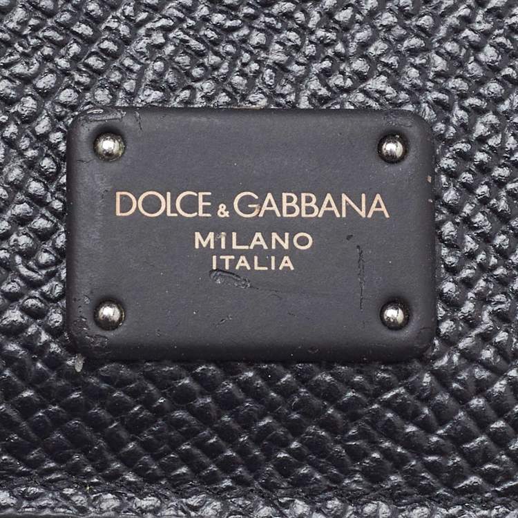Pre Owned Dolce & Gabbana Black Leather Vertical Dauphine Zip Card Holder