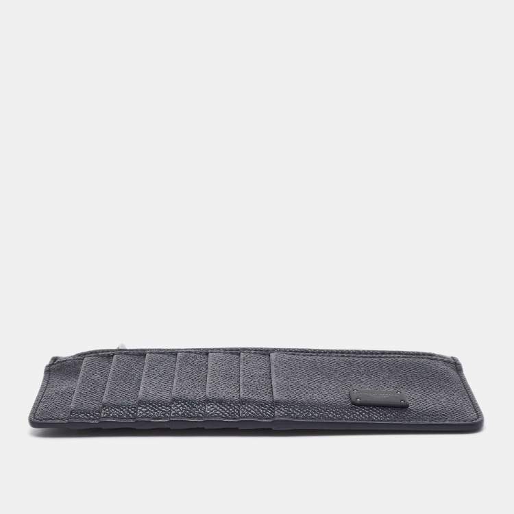 Pre Owned Dolce & Gabbana Black Leather Vertical Dauphine Zip Card Holder