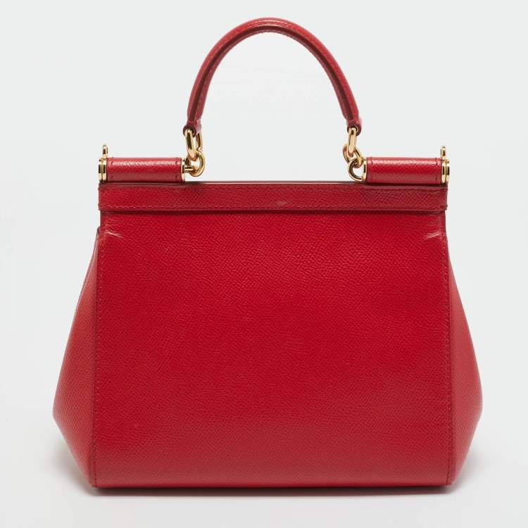 Pre Owned Dolce & Gabbana Red Leather Small Miss Sicily Bag