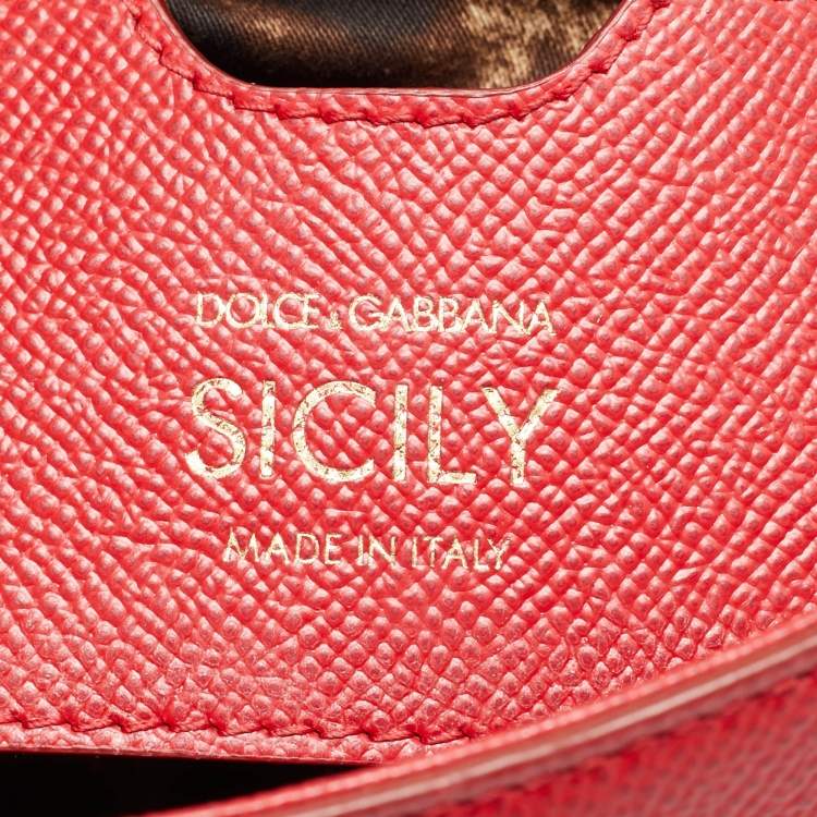 Pre Owned Dolce & Gabbana Red Leather Small Miss Sicily Bag