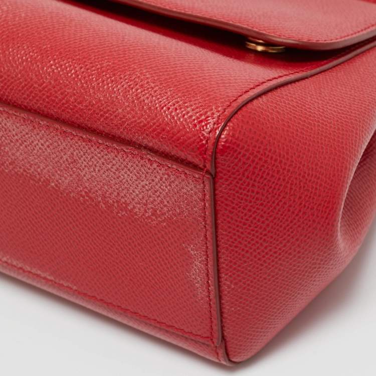 Pre Owned Dolce & Gabbana Red Leather Small Miss Sicily Bag