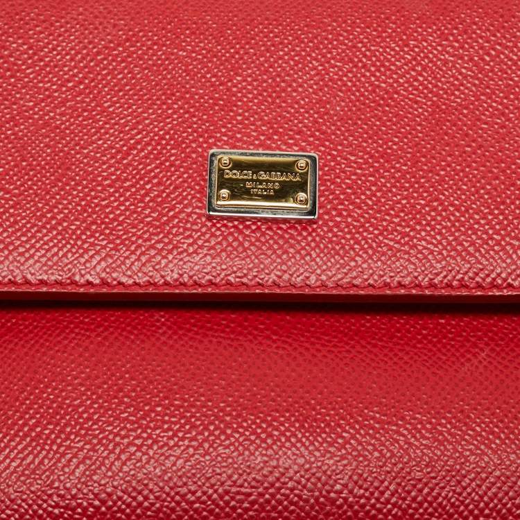 Pre Owned Dolce & Gabbana Red Leather Small Miss Sicily Bag