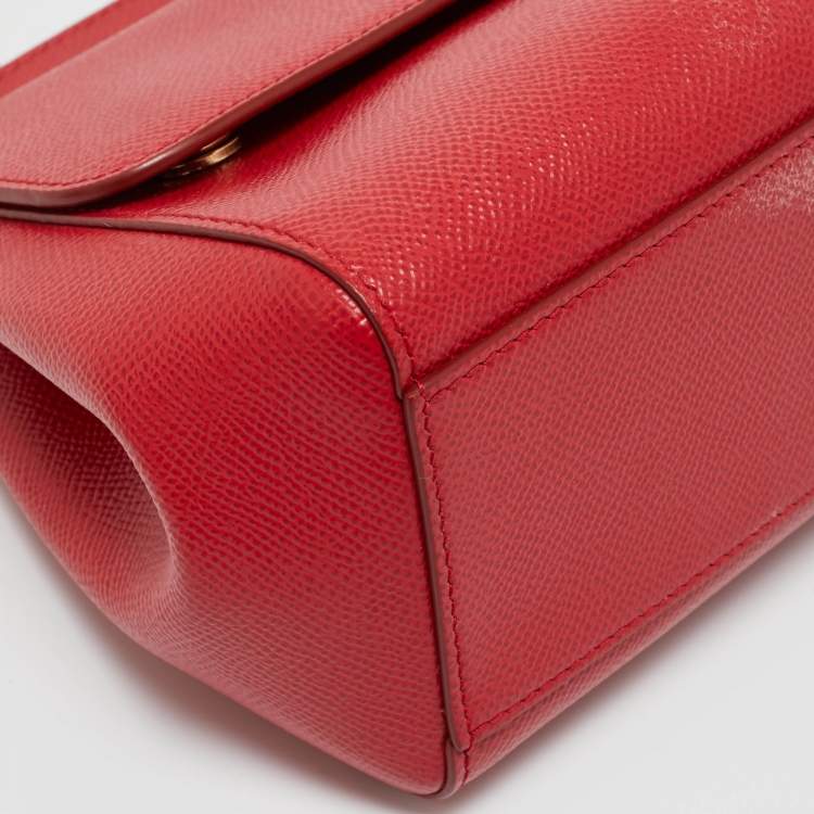Pre Owned Dolce & Gabbana Red Leather Small Miss Sicily Bag