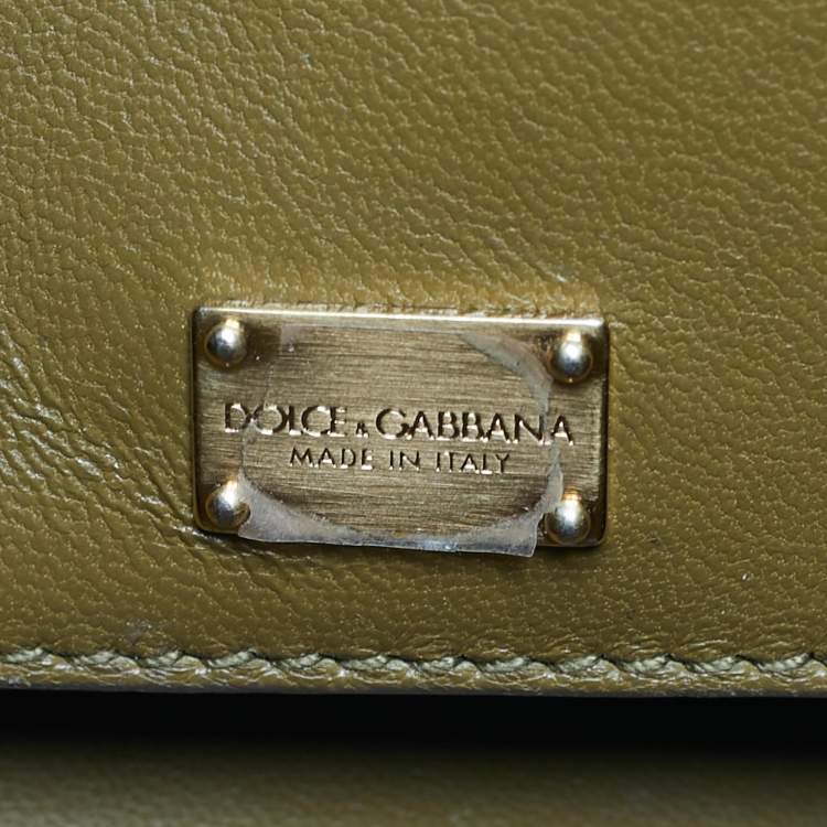 Pre Owned Dolce & Gabbana Olive Green Leather Medium Miss Sicily Top Handle Bag