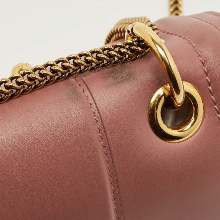 Pre Owned Dolce & Gabbana Pastel Pink Leather DG Amore Chain Shoulder Bag