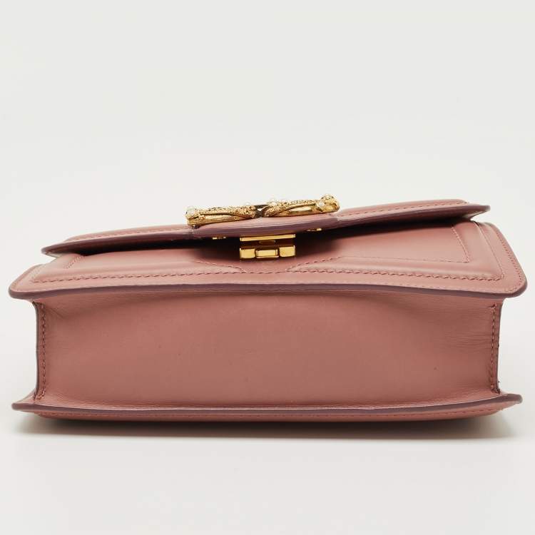Pre Owned Dolce & Gabbana Pastel Pink Leather DG Amore Chain Shoulder Bag
