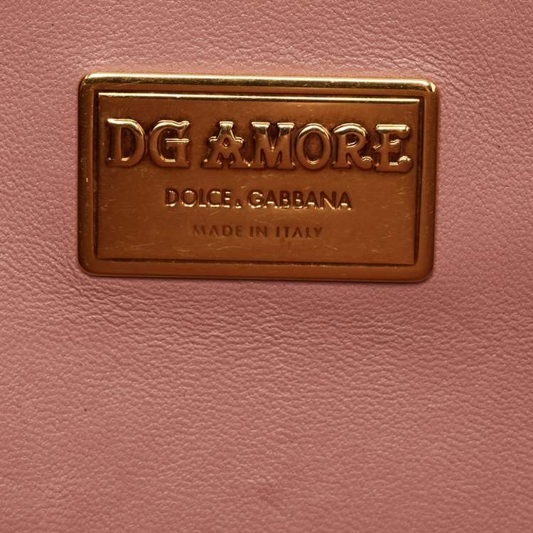 Pre Owned Dolce & Gabbana Pastel Pink Leather DG Amore Chain Shoulder Bag