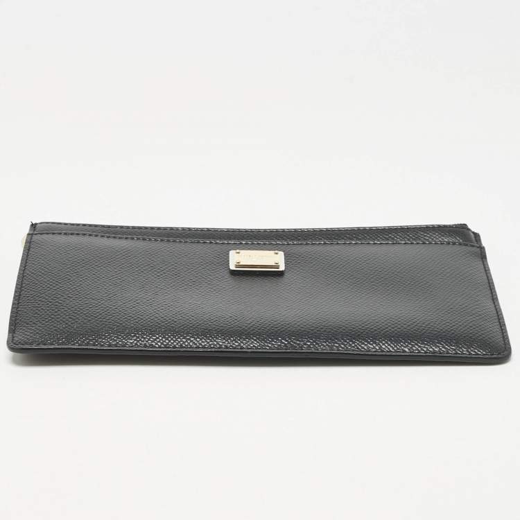 Pre Owned Dolce & Gabbana Black Leather Zip Long Card Holder