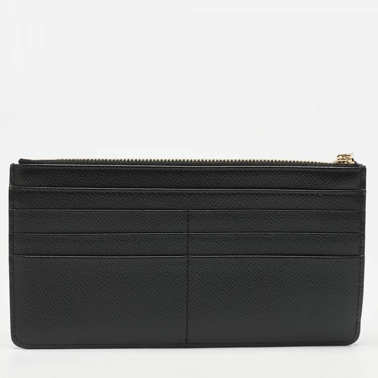 Pre Owned Dolce & Gabbana Black Leather Zip Long Card Holder