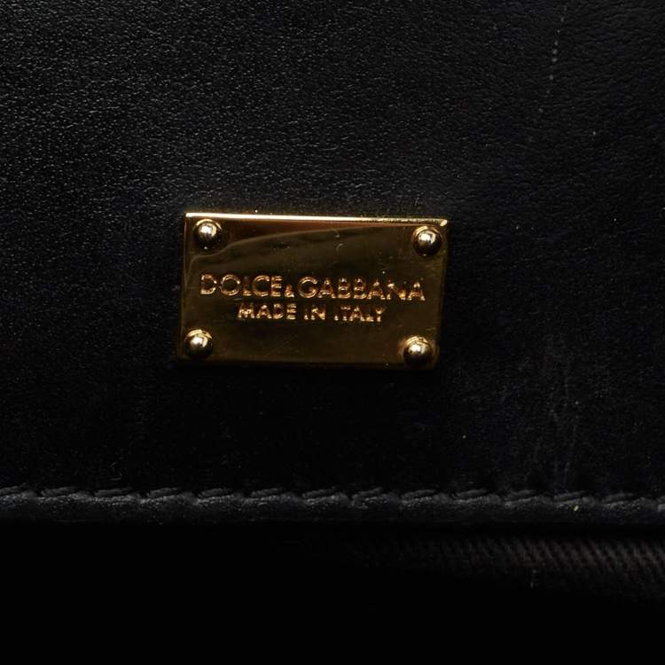 Pre Owned Dolce & Gabbana Green/Black Leopard Print Coated Canvas Medium Miss Sicily Top Handle Bag