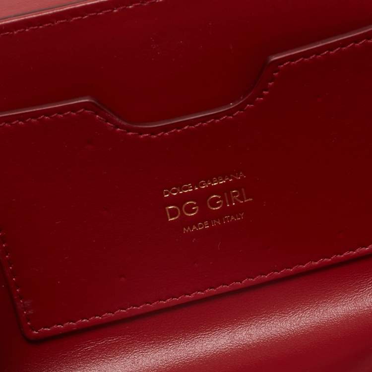 Pre Owned Dolce & Gabbana Red Leather DG Girls Phone Bag