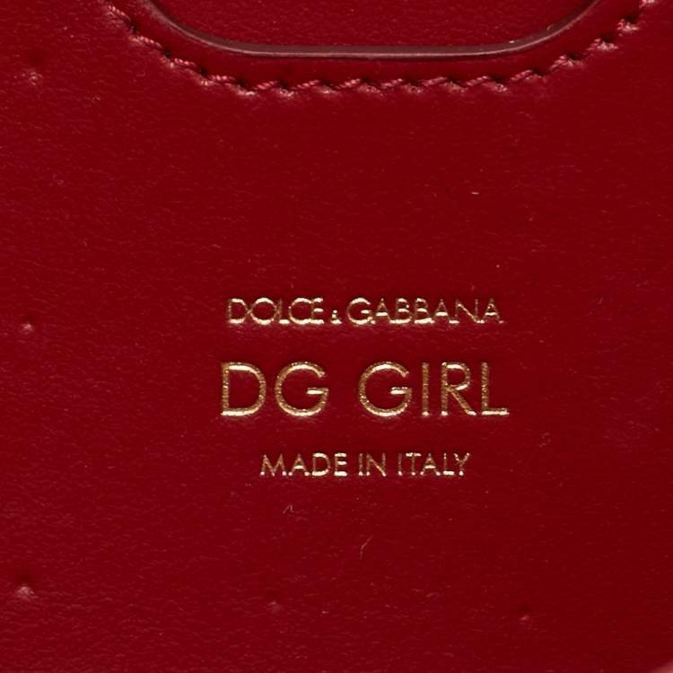 Pre Owned Dolce & Gabbana Red Leather DG Girls Phone Bag