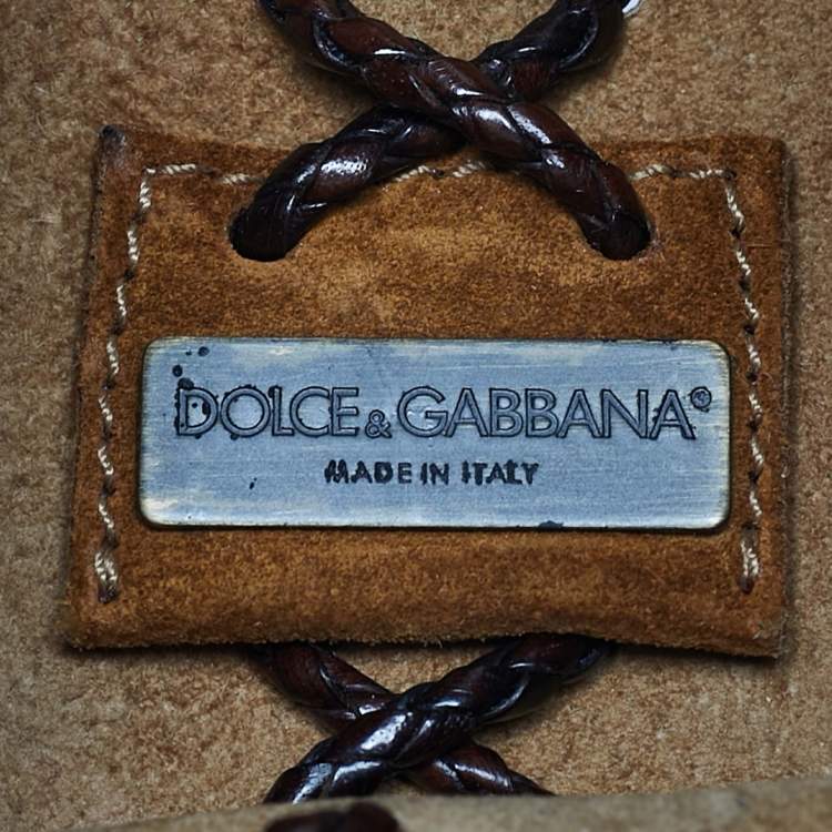 Pre Owned Dolce & Gabbana Tan Leather and Suede Whipstitch Shoulder Bag
