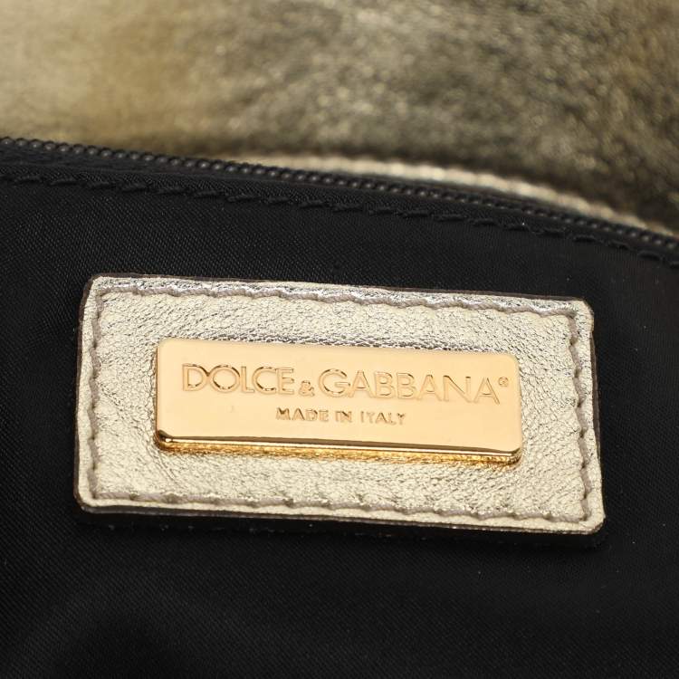 Pre Owned Dolce & Gabbana Metallic Sequins Miss Charles Flap Bag