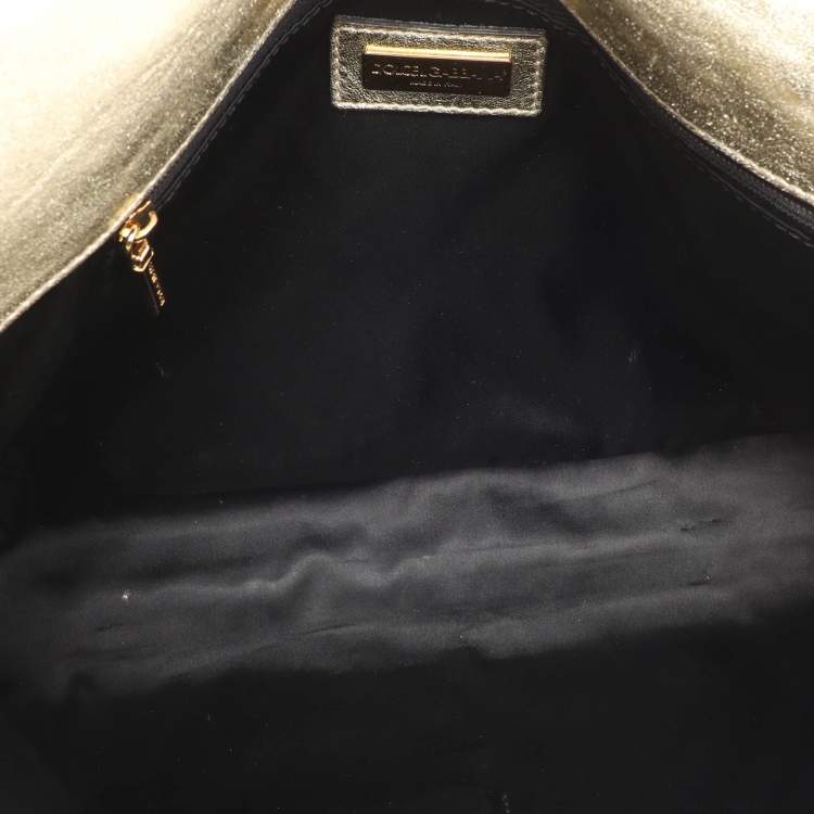 Pre Owned Dolce & Gabbana Metallic Sequins Miss Charles Flap Bag