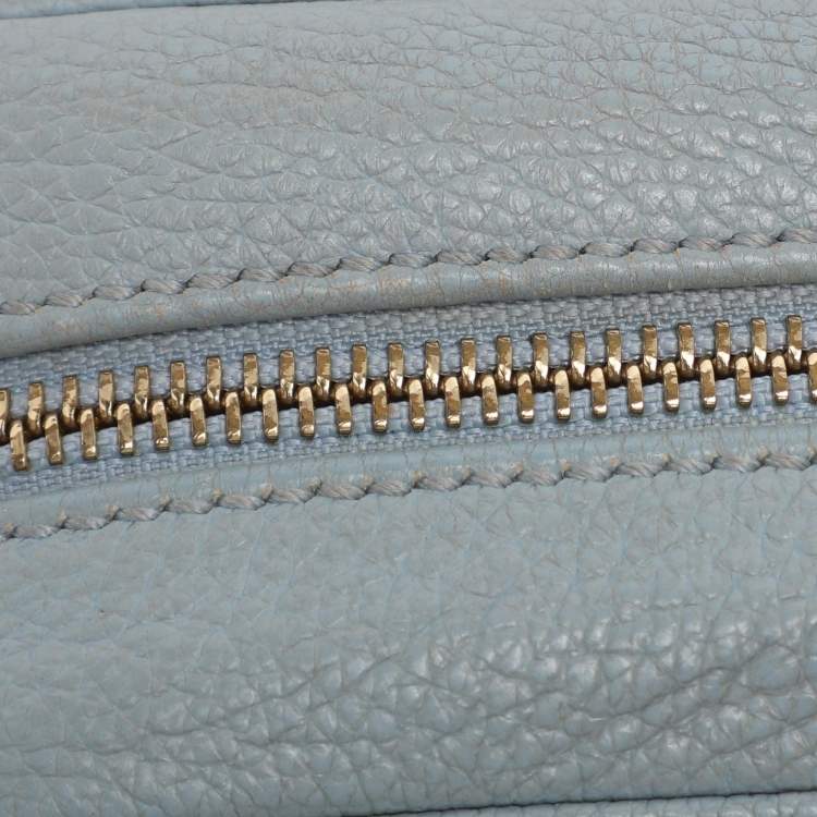 Pre Owned Dolce & Gabbana Light Blue Leather Glam Crossbody Bag