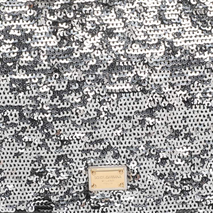 Pre Owned Dolce & Gabbana Silver Sequins Miss Charles Shoulder Bag