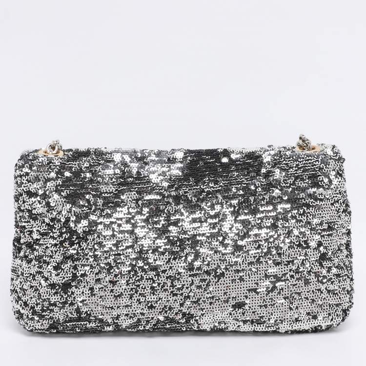 Pre Owned Dolce & Gabbana Silver Sequins Miss Charles Shoulder Bag