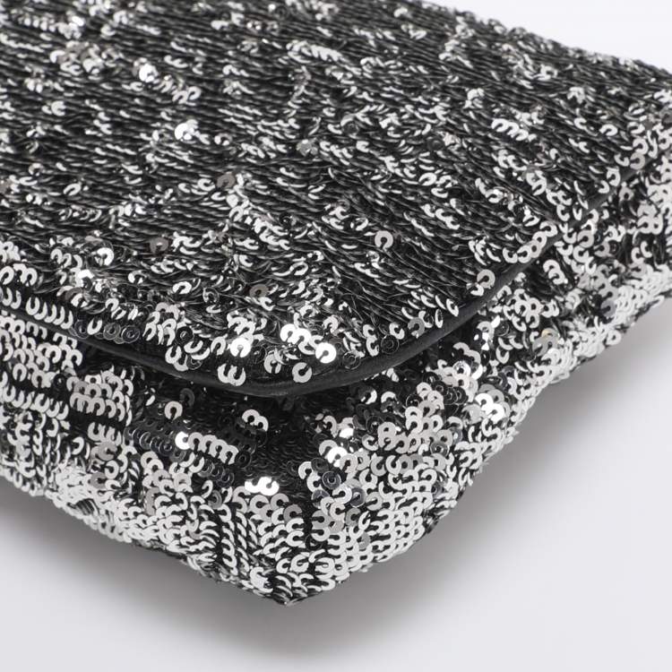Pre Owned Dolce & Gabbana Silver Sequins Miss Charles Shoulder Bag