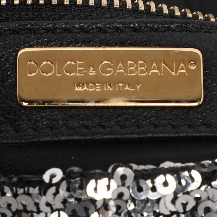 Pre Owned Dolce & Gabbana Silver Sequins Miss Charles Shoulder Bag