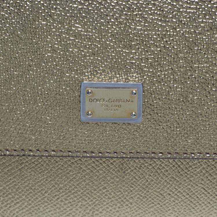 Pre Owned Dolce & Gabbana Gold Leather Small Miss Sicily Top Handle Bag
