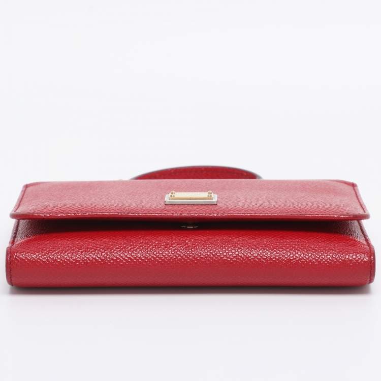 Pre Owned Dolce & Gabbana Red Leather Miss Sicily Von Wallet on Chain