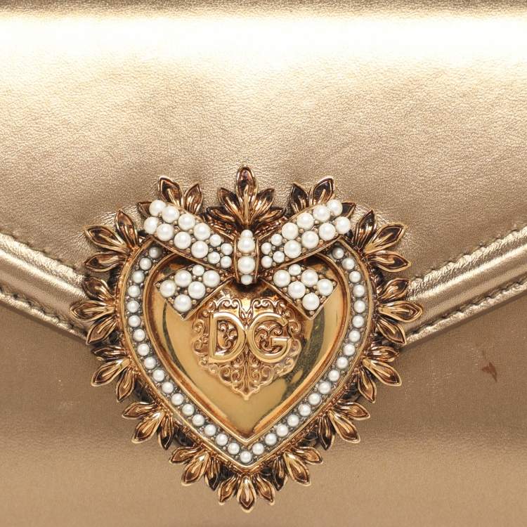 Pre Owned Dolce & Gabbana Gold Leather Devotion Belt Bag