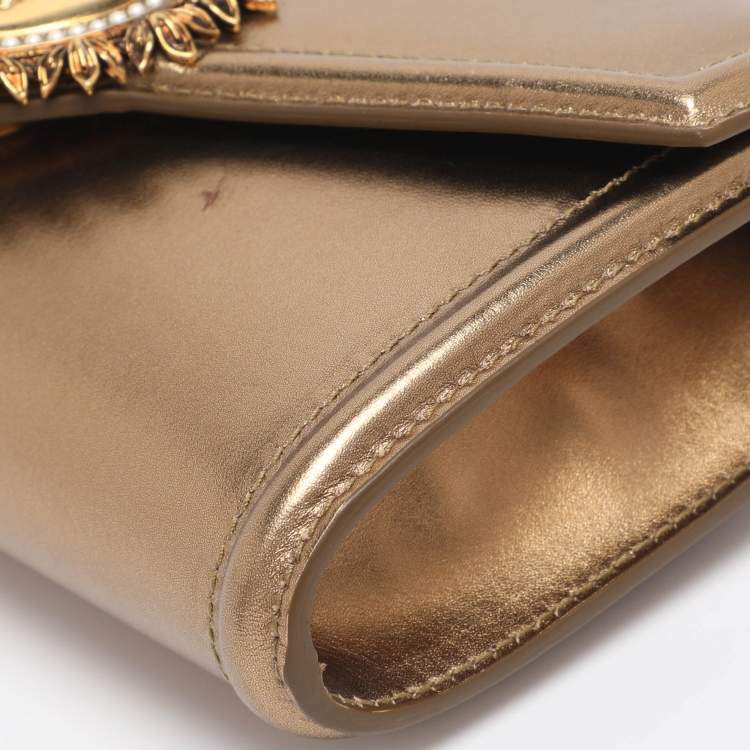 Pre Owned Dolce & Gabbana Gold Leather Devotion Belt Bag