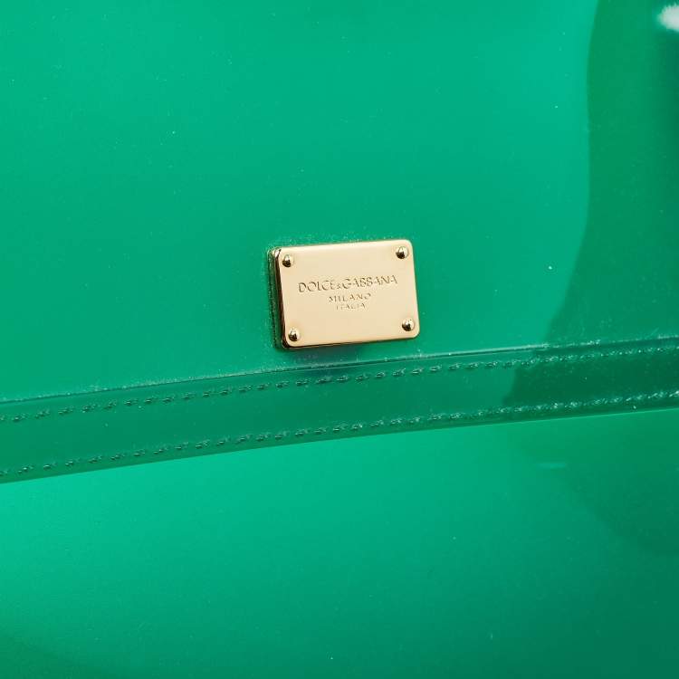 Pre Owned Dolce & Gabbana Green PVC Medium Miss Sicily Top Handle Bag