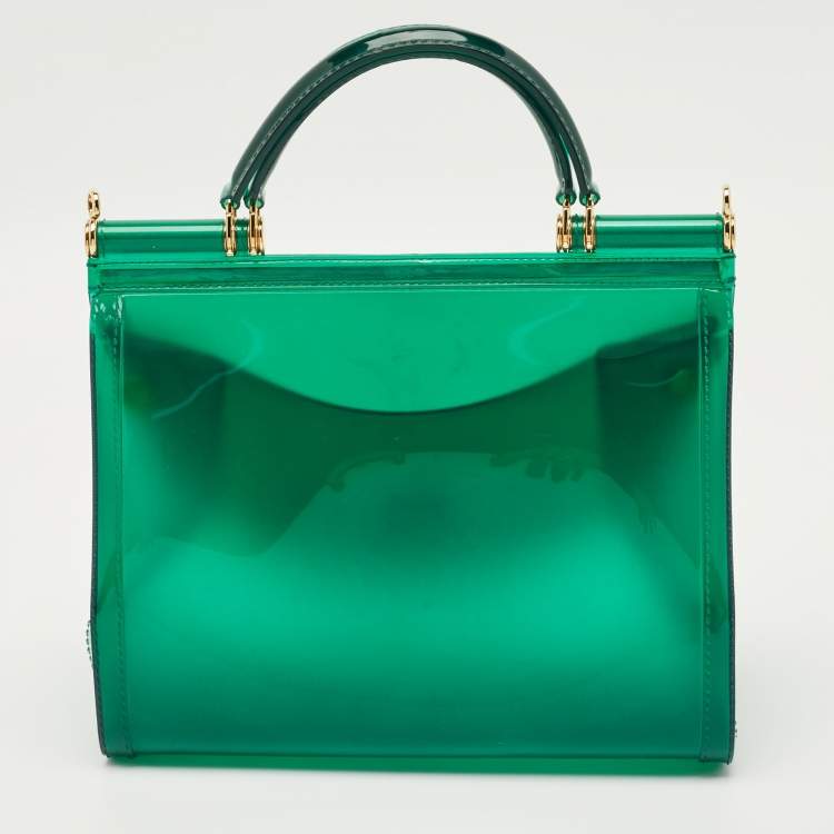 Pre Owned Dolce & Gabbana Green PVC Medium Miss Sicily Top Handle Bag