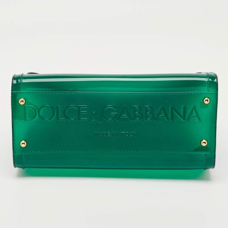 Pre Owned Dolce & Gabbana Green PVC Medium Miss Sicily Top Handle Bag
