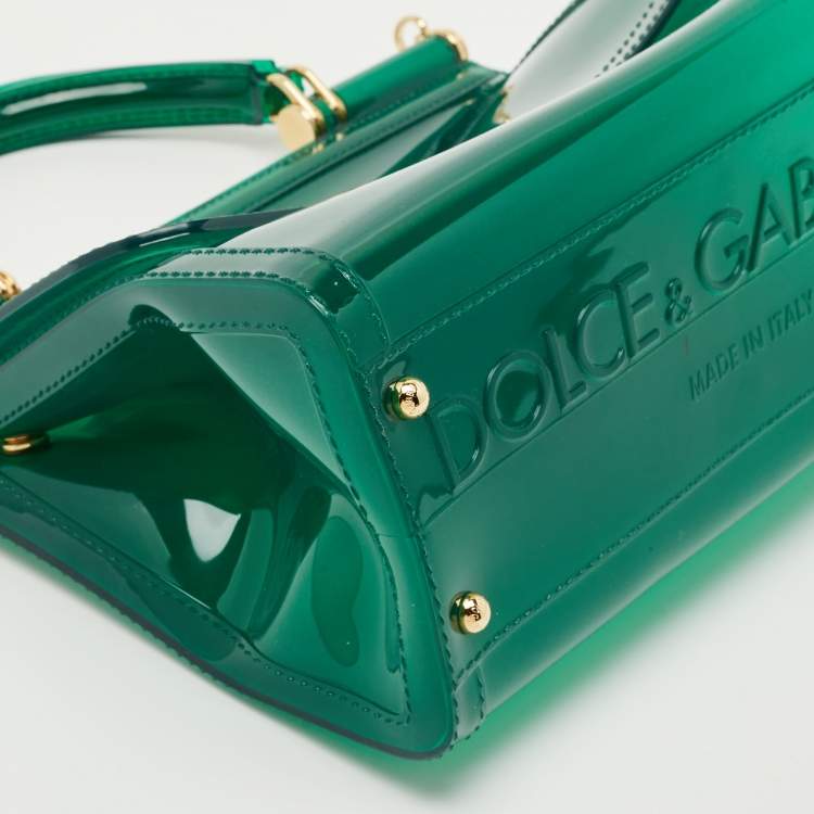 Pre Owned Dolce & Gabbana Green PVC Medium Miss Sicily Top Handle Bag