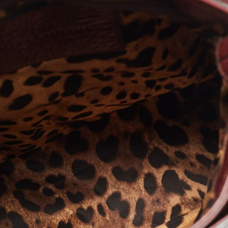 Pre Owned Dolce & Gabbana Dark Brown Leather Miss Lantana Top Handle Bag