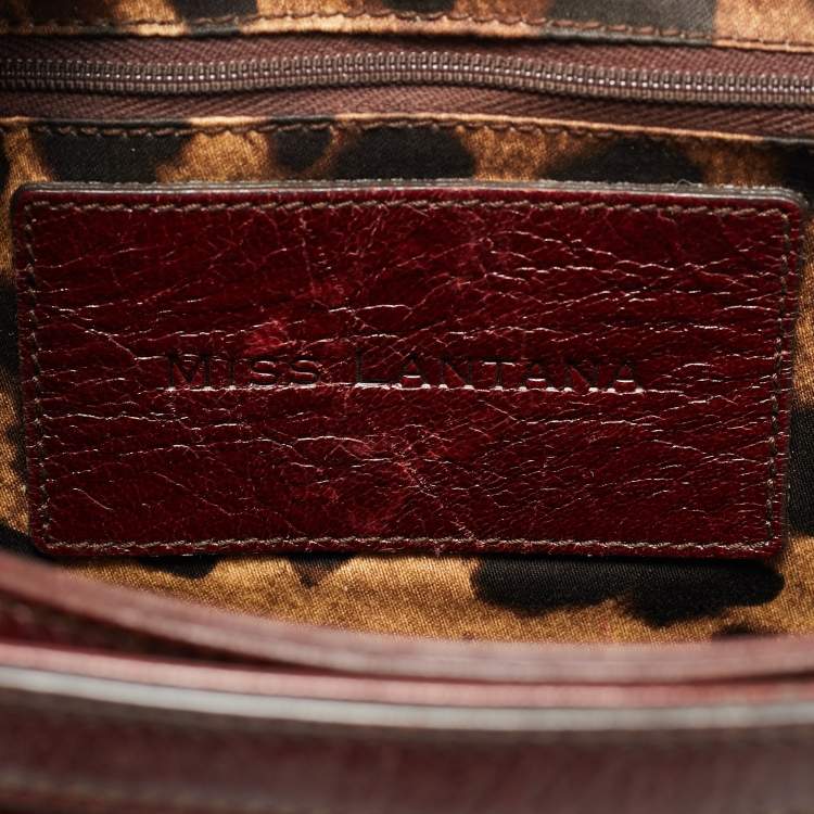 Pre Owned Dolce & Gabbana Dark Brown Leather Miss Lantana Top Handle Bag