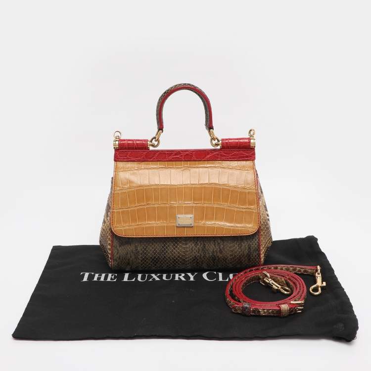 مملوكة مسبقًا Dolce & Gabbana Multicolor Mix Exotic Small Miss Sicily Top Handle Bag