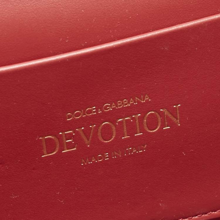 Pre Owned Dolce & Gabbana Red Leather Small Devotion Top Handle Bag