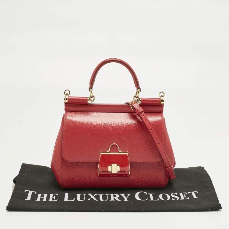 Pre Owned Dolce & Gabbana Red Leather Small Miss Sicily Bag