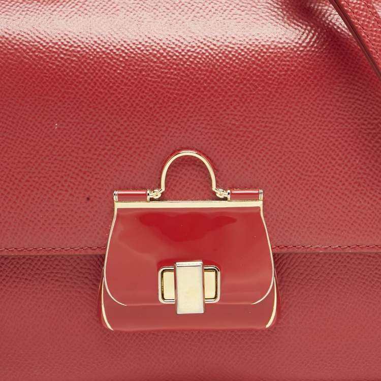 Pre Owned Dolce & Gabbana Red Leather Small Miss Sicily Bag