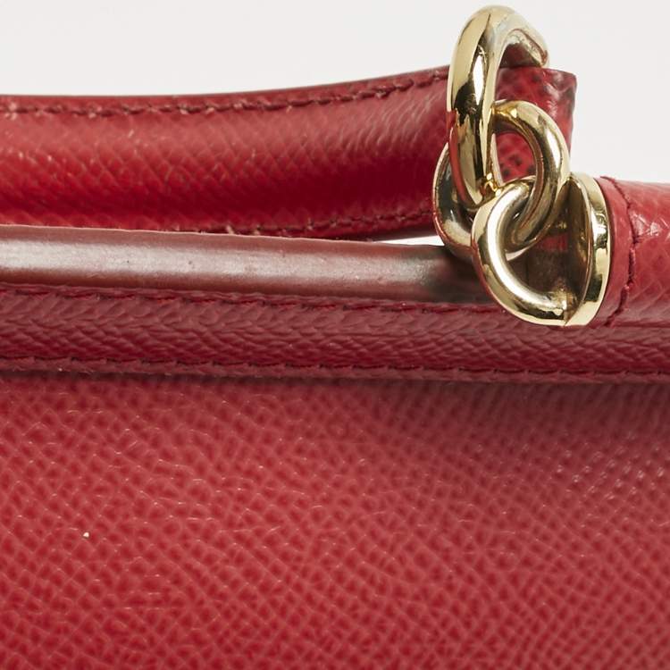 Pre Owned Dolce & Gabbana Red Leather Small Miss Sicily Bag