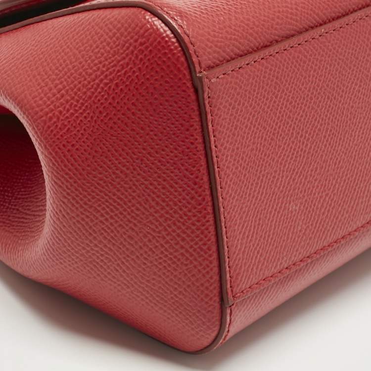 Pre Owned Dolce & Gabbana Red Leather Small Miss Sicily Bag