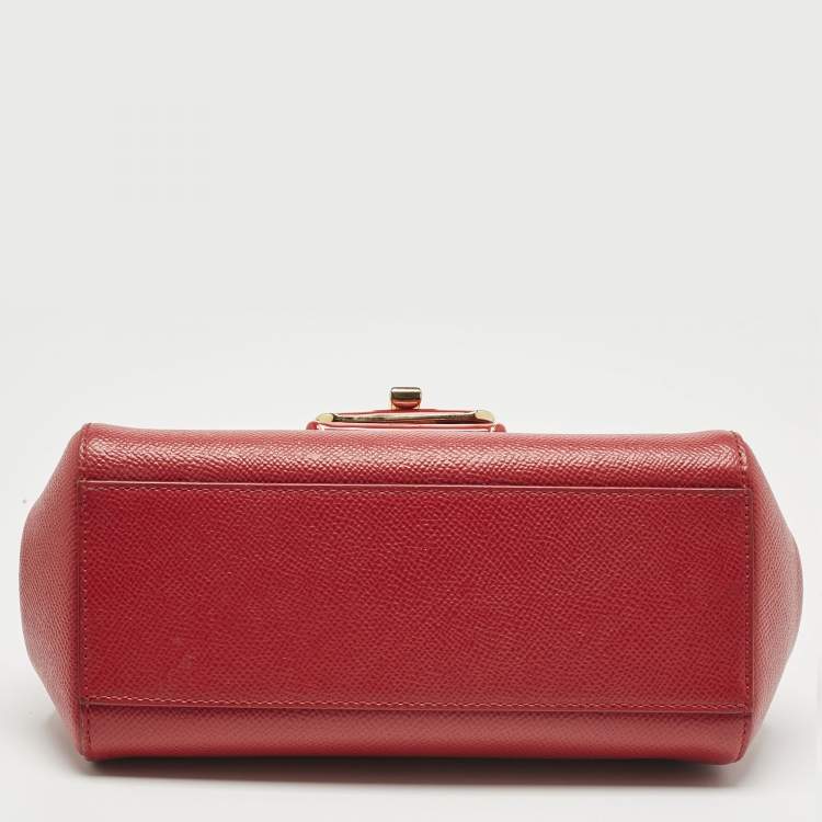 Pre Owned Dolce & Gabbana Red Leather Small Miss Sicily Bag