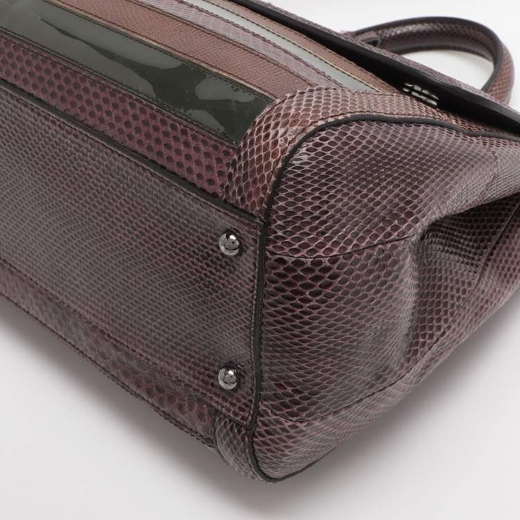 Pre Owned Dolce and Gabbana Multicolor Python/Lizard Embossed Leather Large Miss Sicily Top Handle Bag