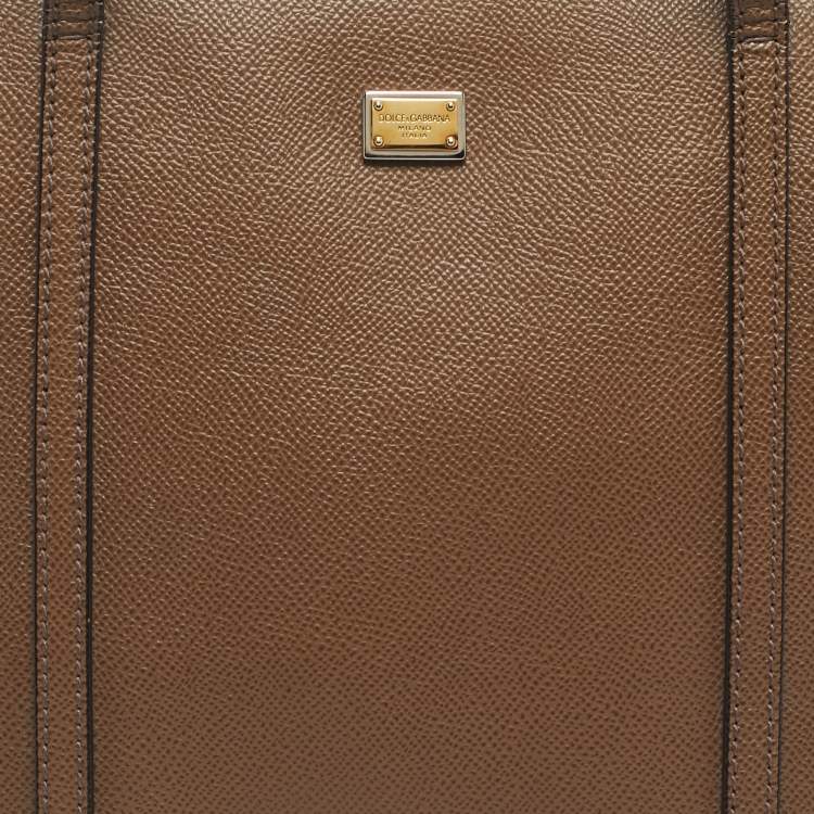 Pre Owned Dolce & Gabbana Dark Beige Leather Miss Escape Tote