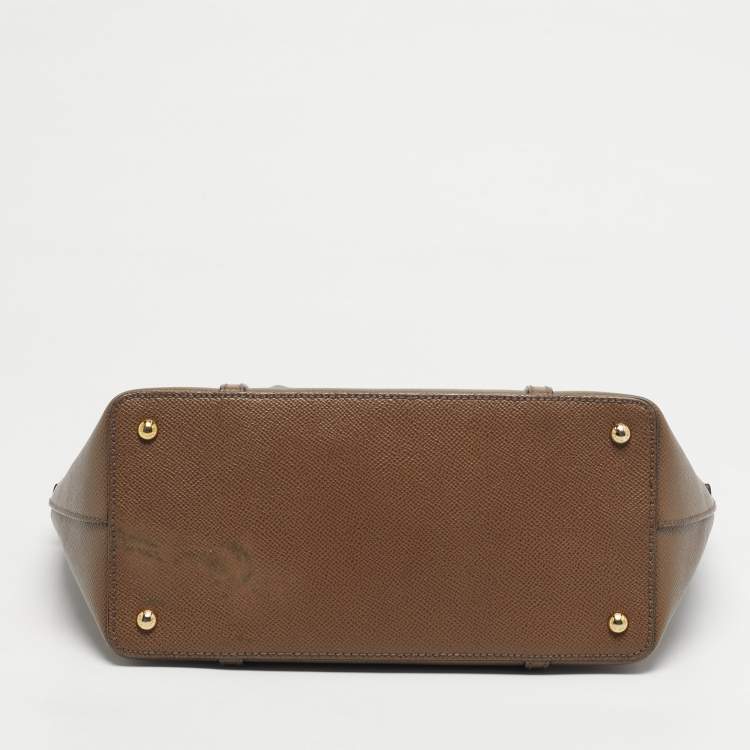 Pre Owned Dolce & Gabbana Dark Beige Leather Miss Escape Tote