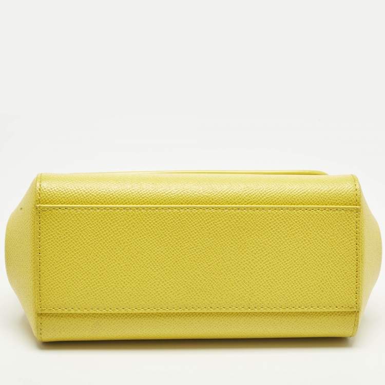 Pre Owned Dolce & Gabbana Yellow Leather Small Miss Sicily Top Handle Bag