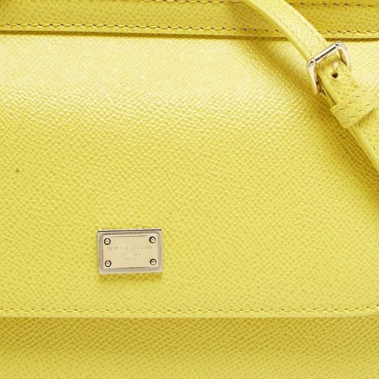 Pre Owned Dolce & Gabbana Yellow Leather Small Miss Sicily Top Handle Bag