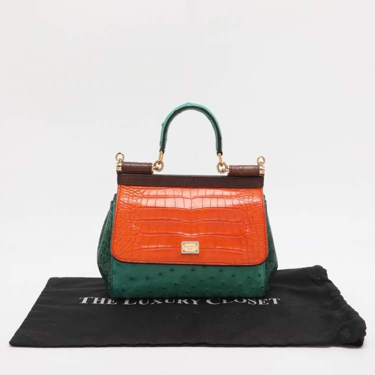 Pre Owned Dolce & Gabbana Multicolor Mix Exotic Small Miss Sicily Top Handle Bag