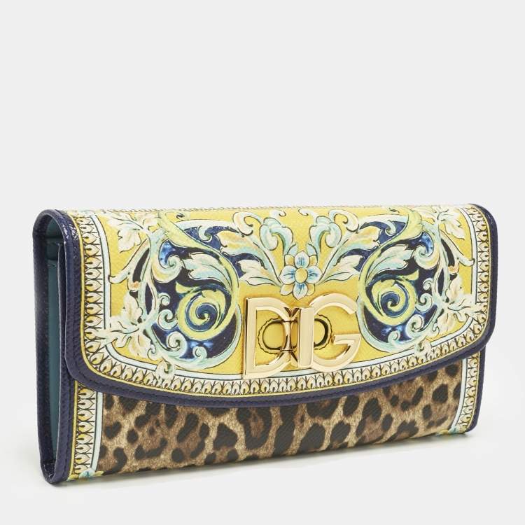 Pre Owned Dolce & Gabbana Multicolor Majolica Print Coated Canvas DG Continental Wallet